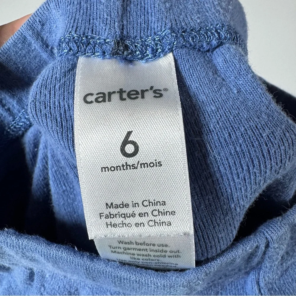 Baby Boy Pants Size 6 Months Carter’s Blue Gray Navy Baseball Sports Buttons - Picture 4 of 15